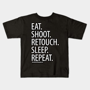 Eat, shoot, repeat - White Font Kids T-Shirt